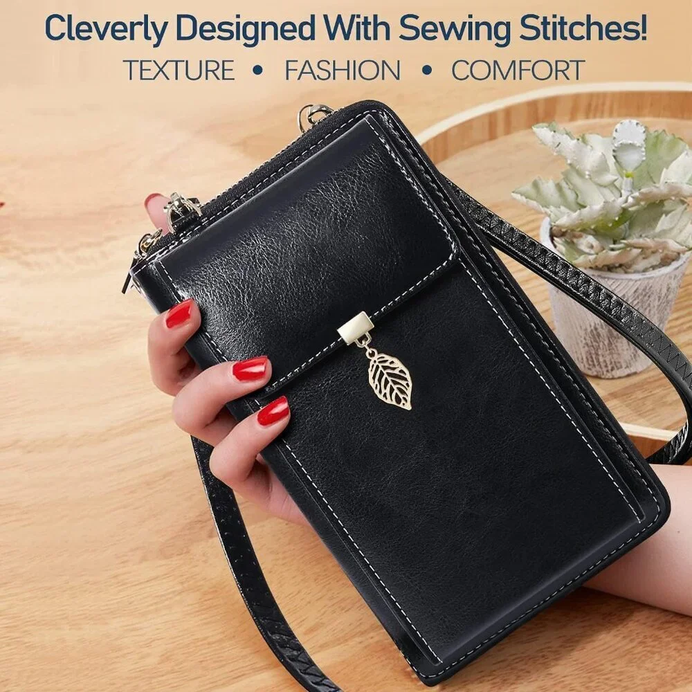 Small Leather Crossbody Phone Bag Women RFID Wallet Compact Organizer